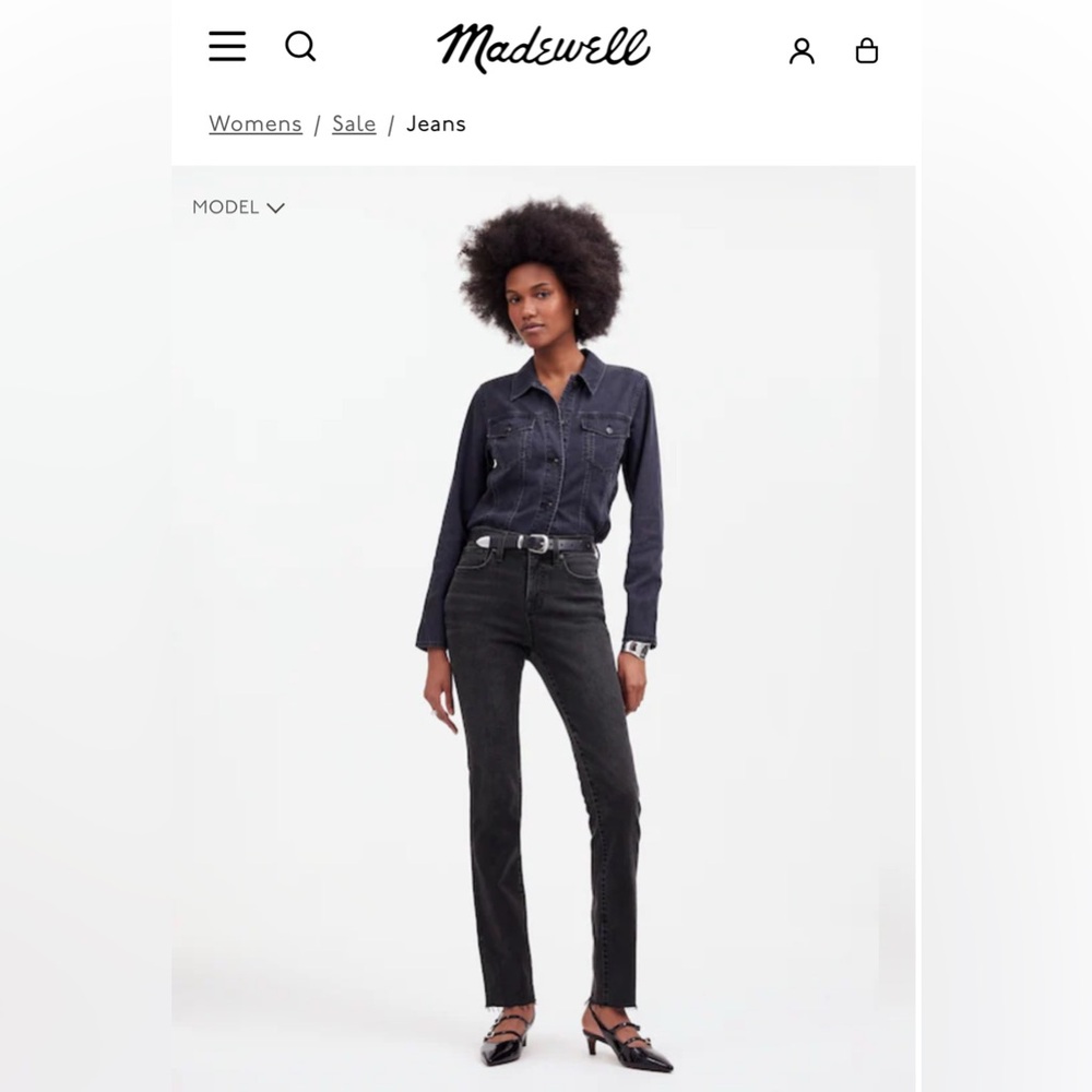 Madewell Womens Mid-Rise Stovepipe 25T 25 Tall Straight Leg Black Charcoal Jeans